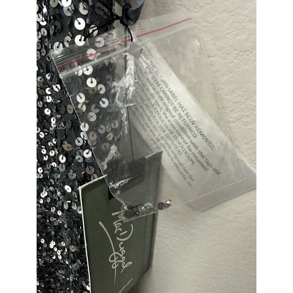 NWT Mac Duggal Gray Sequined Sleeveless V-neck Cocktail Dress Size 14 - Picture 11 of 16